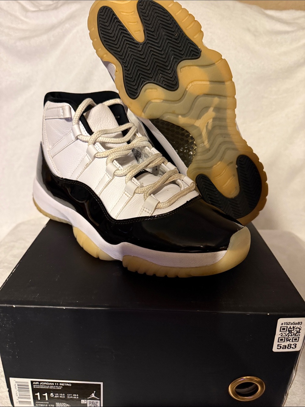 2023 Jordan 11 Retro DMP Gratitude High-Top Sneakers in White, Black & Gum